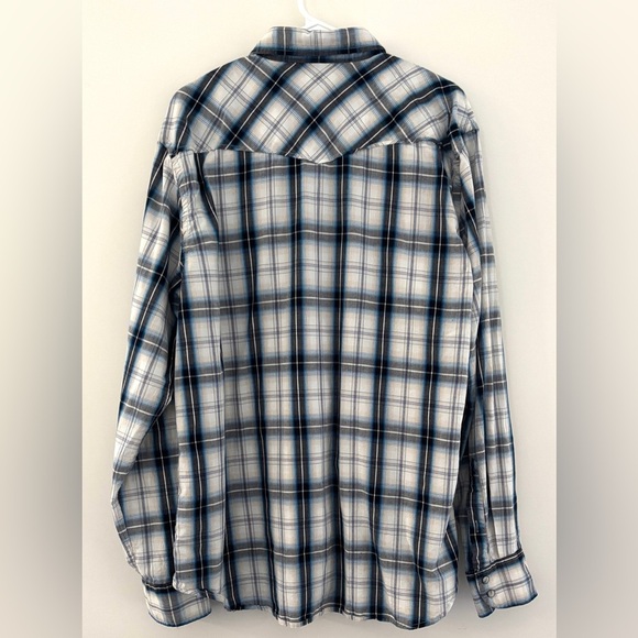 Old Navy Men's Size XL Button Down Long Sleeve Blue White Western Pearl Snaps - Picture 3 of 12